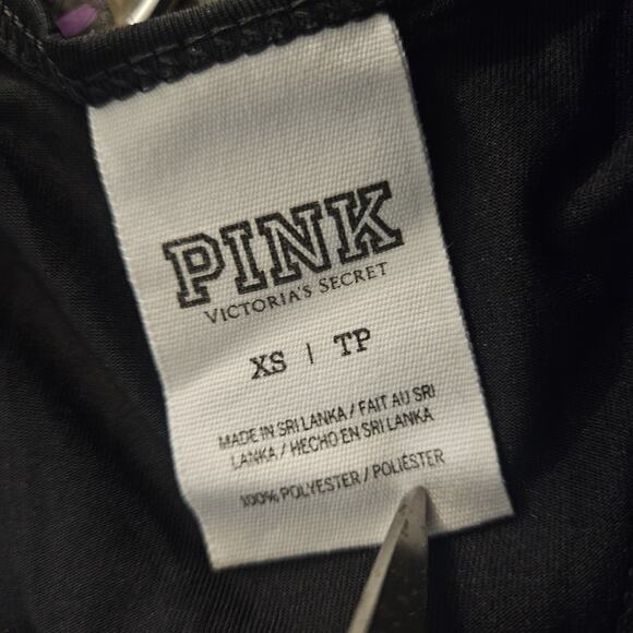 Victorias Secret PINK Size XS Black Tank Top We Tailgate Harder - Picture 5 of 5
